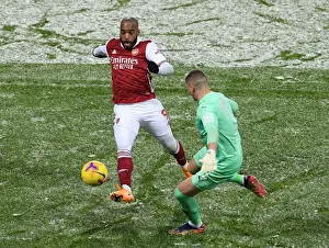 West Bromwich Albion V Arsenal 2020-21 Prints: Arsenal's Lacazette Faces Off Against WBA's Johnstone in Premier League Clash