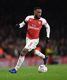 Images Dated 25th January 2019: Arsenal's Lacazette in Focus: Arsenal vs Manchester United - FA Cup Showdown
