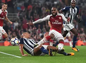 Arsenal V West Bromwich Albion 2017-18 Prints: Arsenal's Lacazette Fouls by Livermore in 2017-18 Premier League Clash