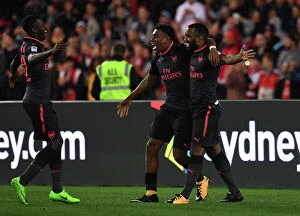Sydney FC v Arsenal - 2017-18 Collection: Arsenal's Lacazette, Iwobi, and Nketiah Celebrate Goals Against Sydney FC