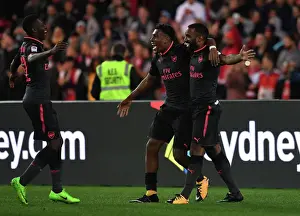 Arsenal's Lacazette, Iwobi, and Nketiah Celebrate Goals Against Sydney FC
