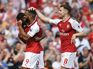 Arsenal's Lacazette, Maitland-Niles, and Ramsey Celebrate Goals Against West Ham