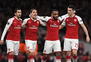 Arsenal's Lacazette, Mkhitaryan, Bellerin, and Xhaka: Celebrating Four Goals Against CSKA Moscow in Europa League Quarterfinal