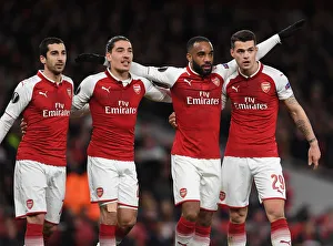 Arsenal V CSKA Moscow 2017-18 Prints: Arsenal's Lacazette, Mkhitaryan