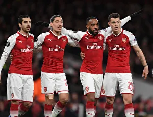 Arsenal V CSKA Moscow 2017-18 Prints: Arsenal's Lacazette, Mkhitaryan