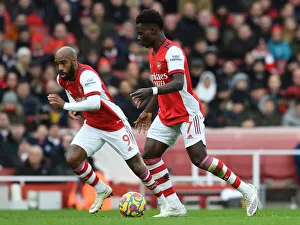Arsenal's Lacazette and Saka in Action against Brentford, Premier League 2021-22