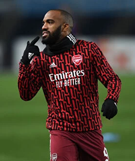 Images Dated 26th November 2020: Arsenal's Lacazette Warming Up Ahead of Molde Clash in Europa League