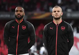 Arsenal V Atletico Madrid 2017-18 Prints: Arsenal's Lacazette and Wilshere Prepare for Atletico Madrid Showdown in Europa League Semi-Final