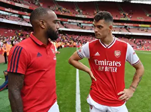 Arsenal's Lacazette and Xhaka Celebrate Emirates Cup Victory over Olympique Lyonnais