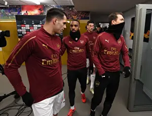 BATE Borisov V Arsenal 2018-19 Prints: Arsenal's Lacazette and Xhaka Deep in Conversation Before BATE Clash