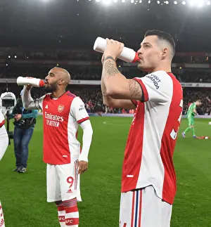 Arsenal's Lacazette and Xhaka Prepare for Arsenal v Liverpool Clash (2021-22)