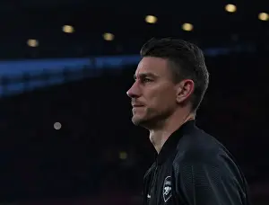 Arsenal V SSC Napoli 2018-19 Prints: Arsenal's Laurent Koscielny: Focused Before Europa League Quarterfinal vs Napoli