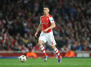 Arsenal V Besiktas 2014/15 Prints: Arsenal's Laurent Koscielny Focuses in UEFA Champions League Clash Against Besiktas