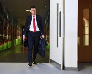Arsenal's Laurent Koscielny Heads to the Changing Room Before Arsenal v Manchester City, Premier League 2017-18
