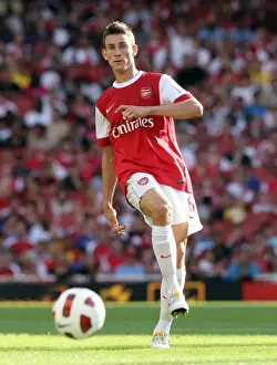 Arsenal V AC Milan 2010-11 Prints: Arsenal's Laurent Koscielny vs AC Milan at Emirates Cup 2010: A 1-1 Battle