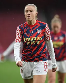 Arsenal Women V Tottenham Hotspur 2021-22 Prints: Arsenal's Leah Williamson Pre-Match Warm-Up: Arsenal Women vs