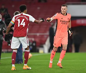 Arsenal V Burnley 2020-21 Prints: Arsenal's Leno and Aubameyang Prepare for Burnley Clash in Premier League (Arsenal v Burnley 2020-21)