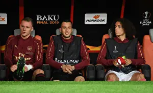 Arsenal V Chelsea Europa League Cup Final 2019 Prints: Arsenal's Leno, Iliev, and Guendouzi Before Europa League Final Against Chelsea in Baku