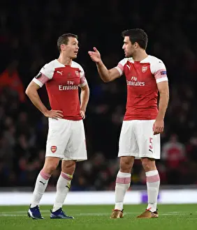 Arsenal's Lichtsteiner and Sokratis in Action against Sporting CP, UEFA Europa League 2018-19