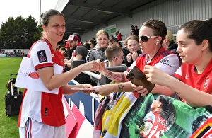 Arsenal Women V Chelsea Women FA Cup 1/2 Final 2021-22 Prints: Arsenal's Lotte Wubben-Moy Greets Fans with Autographs after FA Cup Semi-Final Victory