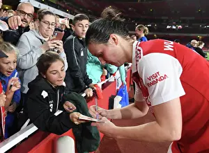 Arsenal Women V FC Zurich Frauen 2022-23 Prints: Arsenal's Lotte Wubben-Moy Greets Fans with Autographs after UEFA Women's Champions League Match