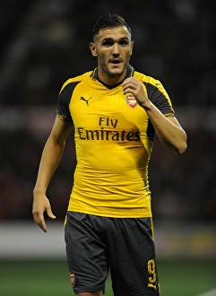 Nottingham Forest V Arsenal EPL Cup 3rd Round 2016-17 Prints: Arsenal's Lucas Perez Shines: Overpowering Nottingham Forest in EFL Cup Third Round