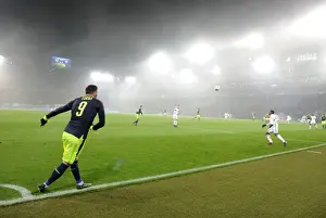 Arsenal's Lucas Perez Takes a Corner at FC Basel during 2016-17 UEFA Champions League