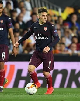 Images Dated 9th May 2019: Arsenal's Lucas Torreira in Action during the UEFA Europa League Semi-Final Second Leg vs Valencia