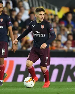 Valencia CF V Arsenal 2018-19 Prints: Arsenal's Lucas Torreira in Action during the UEFA Europa League Semi-Final Second Leg vs Valencia