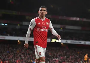 Arsenal's Lucas Torreira in Action Against Wolverhampton Wanderers, Premier League 2019-20