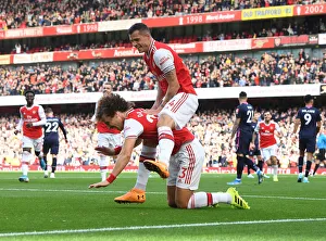 Arsenal's Luiz and Xhaka Celebrate Goal Against Bournemouth, 2019-20 Premier League