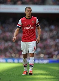 Arsenal V Chelsea 2012-13 Prints: Arsenal's Lukas Podolski in Action Against Chelsea (2012-13)