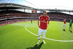 Arsenal V West Bromwich Albion 2013-14 Prints: Arsenal's Lukas Podolski Readies for Arsenal v West Bromwich Albion in Premier League (2013-14)