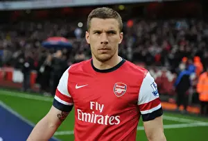 Arsenal V Wigan Athletic 2012-13 Prints: Arsenal's Lukas Podolski Readies for Arsenal v Wigan Athletic Clash (2012-13)