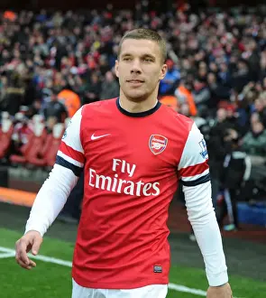 Arsenal V Swansea 2012-13 Prints: Arsenal's Lukas Podolski Readies for Swansea City Clash in 2012-13 Premier League