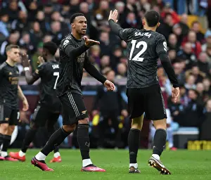 Arsenal's Magalhaes and Saliba in Action: Aston Villa vs Arsenal, Premier League 2022-23