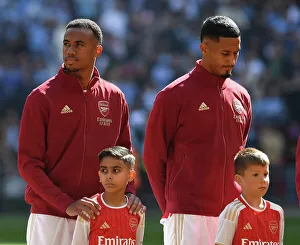 Arsenal's Magalhaes and Saliba Before FA Community Shield Clash Against Manchester City