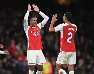 Arsenal's Magalhaes and Saliba: Victory Celebration (2023-24)