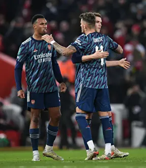 Liverpool V Arsenal Carabao Cup 21-22 Prints: Arsenal's Magalhaes, White
