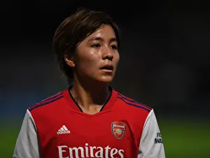 Arsenal's Mana Iwabuchi in Action: Battling Slavia Prague in UEFA Champions League