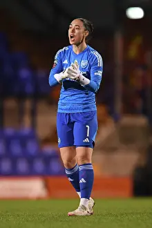 Arsenal's Manuela Zinsberger Reacts During Liverpool vs Arsenal Women's Super League Match