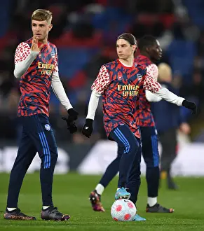 Crystal Palace V Arsenal - 2021-22 Prints: Arsenal's Marcelo Flores and Zak Swanson Pre-Match at Crystal Palace