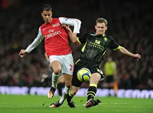Arsenal V Leeds United FA Cup 2011-12 Prints: Arsenal's Marouane Chamakh Breaks Past Leeds Tom Lees in FA Cup Clash