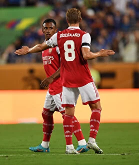 Images Dated 23rd July 2022: Arsenal's Marquinhos and Odegaard Face Off Against Chelsea in Florida Cup