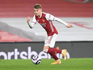 Arsenal's Martin Odegaard in Action Against Manchester City - Premier League 2021 (Behind Closed Doors)