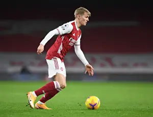 Arsenal's Martin Odegaard in Action Against Manchester United - Premier League 2021 (Behind Closed Doors)