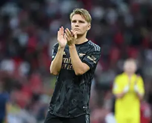 Arsenal's Martin Odegaard Applauding Fans after Manchester United Clash - Premier League 2022-23