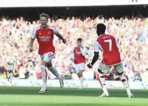 Arsenal's Martin Odegaard and Bukayo Saka Celebrate First Goal Against Manchester United (2023-24)