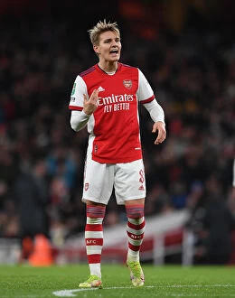 Arsenal v Liverpool Carabao Cup 2021-22 Collection: Arsenal's Martin Odegaard in Carabao Cup Semi-Final Clash Against Liverpool