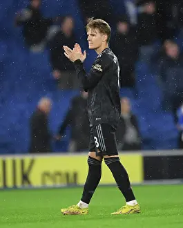 Arsenal's Martin Odegaard Celebrates with Fans after Brighton Victory - Premier League 2022-23